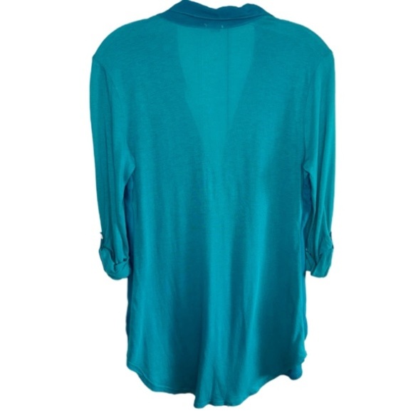 Splendid Teal Mixed Media Shirt Sz Small - Picture 3 of 10